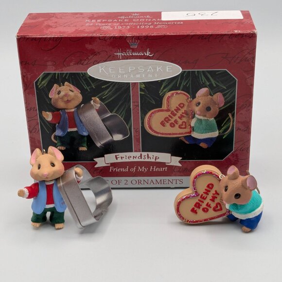 Hallmark Keepsake Friendship Friend of My Heart 1998, Set of 2 Vintage Ornaments - Picture 6 of 13